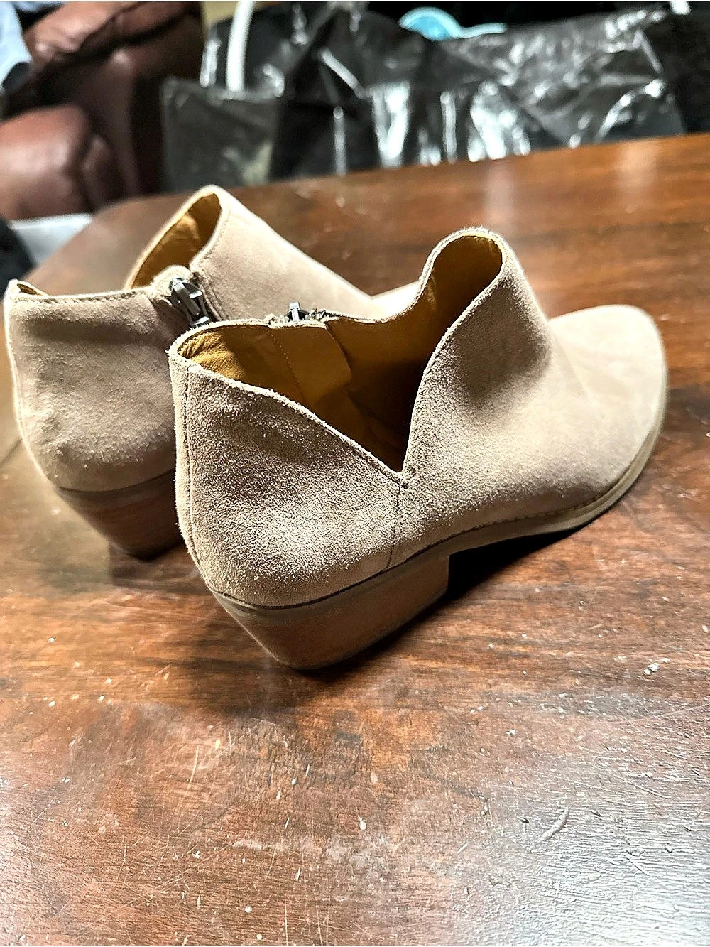 Lucky Brand LP-Fenley Ankle Bootie Brown Suede Heels